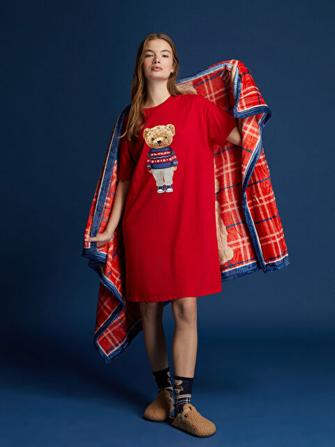 LCW DREAM Bisiklet Yaka Baskılı Kadın Gecelik - S5LF03Z8-HPM