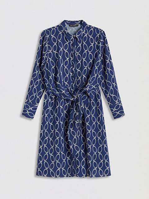 LCW ECO Desenli Büzgülü Gömlek Elbise