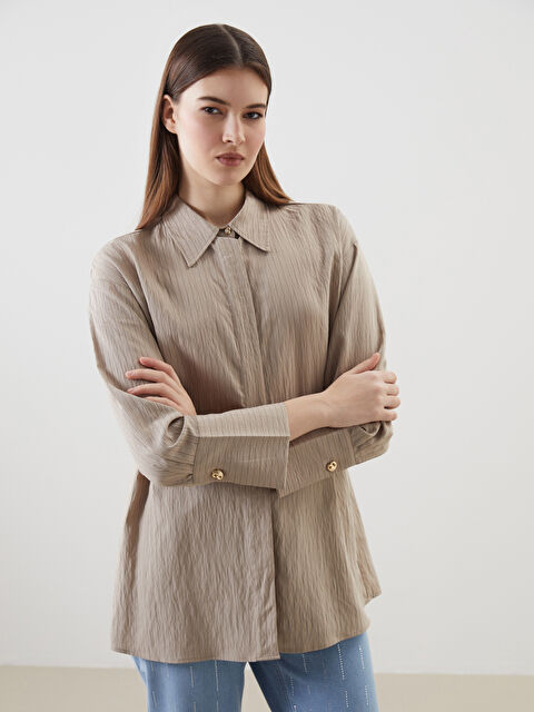 LCW Modest Çizgili Kadın Gömlek Tunik - S5LF79Z8-ELZ