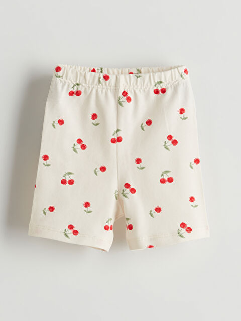 LCW baby Beli Lastikli Kiraz Baskılı Kız Bebek Şort Tayt - S5LF93Z1-LRB
