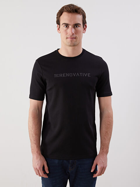 LCWAIKIKI Classic Bisiklet Yaka Baskılı Erkek Tişört - S5LG20Z8-CVL