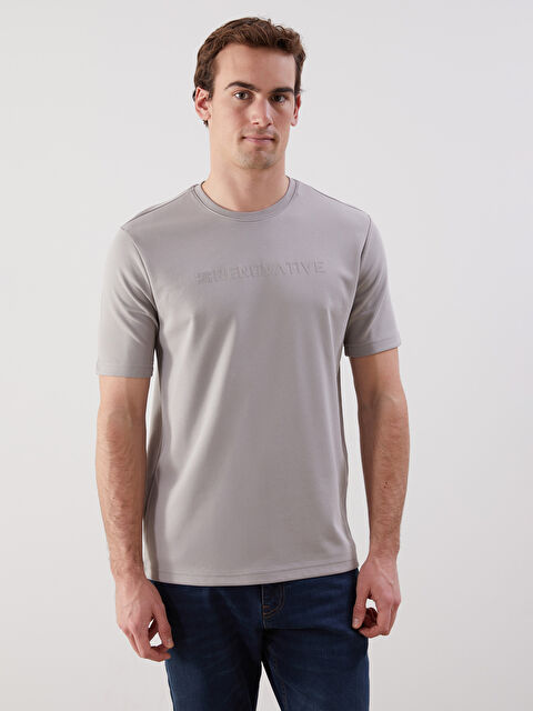 LCWAIKIKI Classic Bisiklet Yaka Baskılı Erkek Tişört - S5LG20Z8-YMC