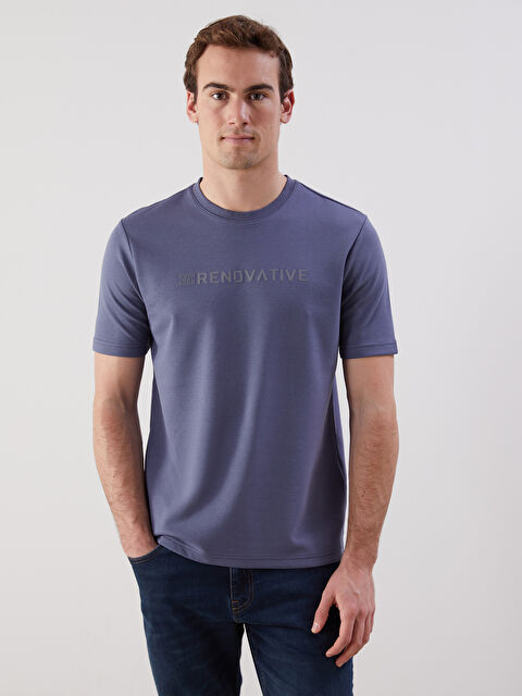 LCWAIKIKI Classic Bisiklet Yaka Baskılı Erkek Tişört - S5LG20Z8-YW2