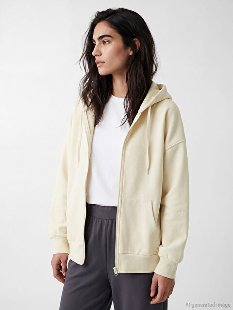 LCW ECO Kapüşonlu Kadın Fermuarlı Sweatshirt