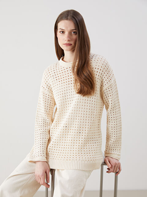 LCW Modest Bisiklet Yaka Ajurlu Kadın Triko Tunik - S5LG35Z8-FEW