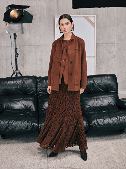 LCW Vision Dar Fit Nakışlı Etek - S5LG95Z8-R3D