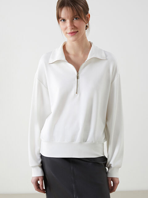 LCWAIKIKI Classic Dik Yaka Oversize Kadın Sweatshirt - S5LH06Z8-R9J