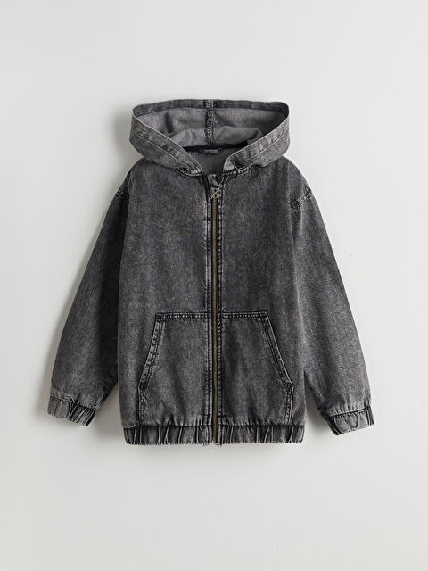 LCW Kids Kapüşonlu Erkek Çocuk Jean Ceket - S5LH17Z4-M0U