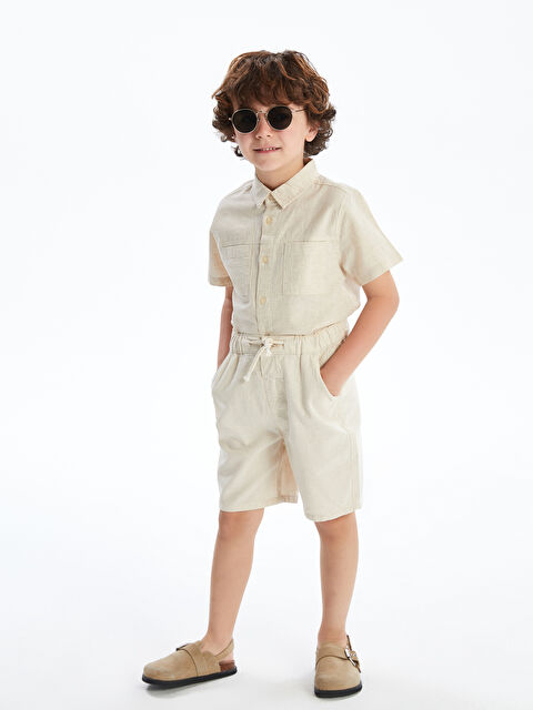 LCW Kids Beli Lastikli Cepli Erkek Çocuk Keten Şort - S5LH22Z1-FDJ