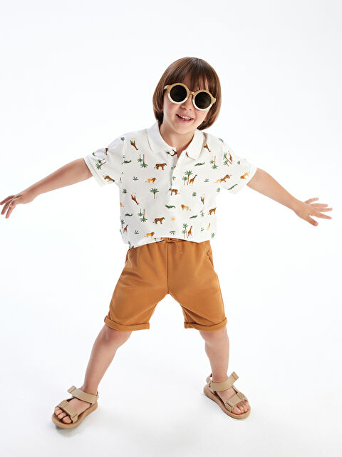 LCW Kids Baskılı Erkek Çocuk Tişört ve Şort 2'li - S5LH40Z1-LRA