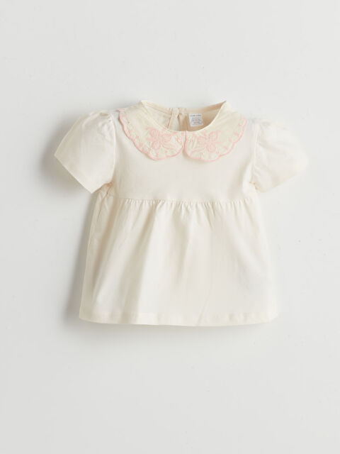 LCW baby Bebe Yaka Nakışlı Kız Bebek Elbise - S5LH44Z1-YG7