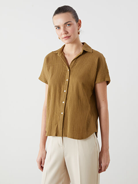 LCWAIKIKI Classic Loose Fit Dokulu Kadın Gömlek - S5LH87Z8-CX0