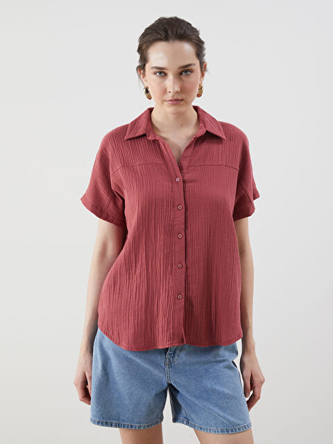 LCWAIKIKI Classic Loose Fit Dokulu Kadın Gömlek - S5LH87Z8-DP4