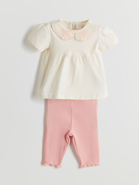 LCW baby Pamuklu Kız Bebek Bluz ve Kapri Tayt 2'li - S5LH90Z1-YG7
