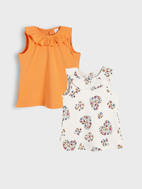 LCW baby Crew Neck Floral Baby Girls' Tank Top 2 Pack - S5LI14Z1-LRA