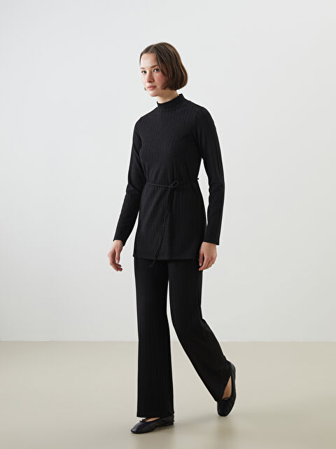 LCWAIKIKI Classic Beli Lastikli Dokulu Kadın Pantolon - S5LI18Z8-CVL