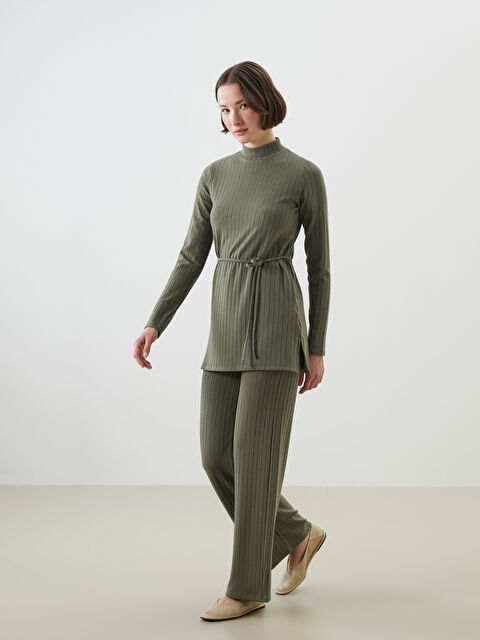 LCWAIKIKI Classic Beli Lastikli Dokulu Kadın Pantolon - S5LI18Z8-QZJ