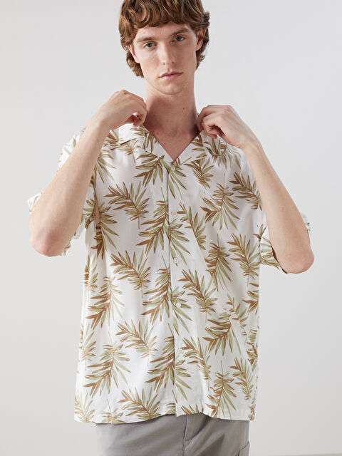 XSIDE Regular Fit Kısa Kollu Desenli Viskon Erkek Gömlek - S5LI42Z8-LSR