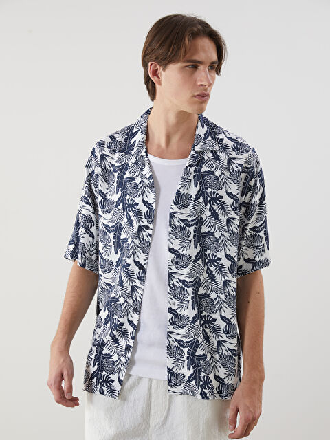 XSIDE Regular Fit Kısa Kollu Desenli Viskon Erkek Gömlek - S5LI44Z8-LSJ