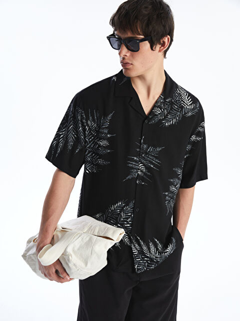 XSIDE Regular Fit Kısa Kollu Desenli Viskon Erkek Gömlek - S5LI45Z8-LQJ