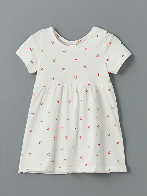 LCW ECO Bisiklet Yaka Kiraz Baskılı Kız Çocuk Elbise - S5LI64Z1-LU7