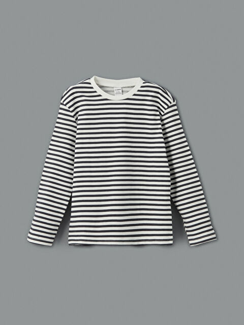 LCW Kids Bisiklet Yaka Çizgili Erkek Çocuk Tişört - S5LI89Z1-LRA
