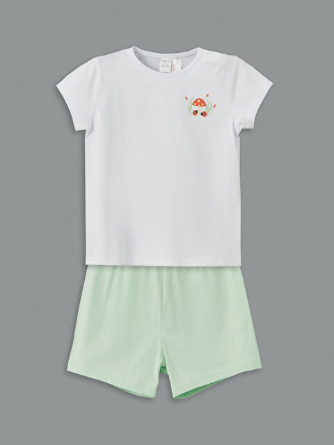 LCW ECO Bisiklet Yaka Baskılı Kız Bebek Tişört ve Şort 2'li - S5LJ20Z1-FWQ