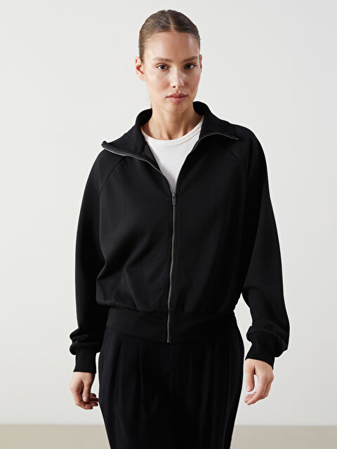 LCWAIKIKI Classic Dik Yaka Oversize Kadın Fermuarlı Sweatshirt - S5LJ66Z8-CVL