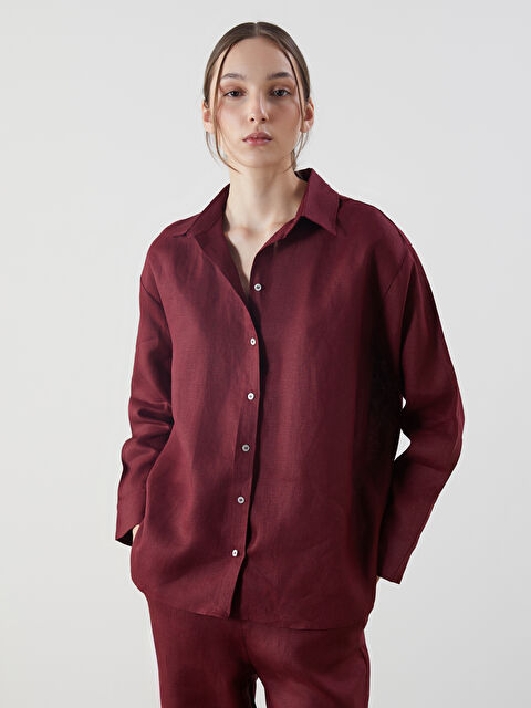 LCW Vision Oversize %100 Keten Kadın Gömlek - S5LK01Z8-HRW