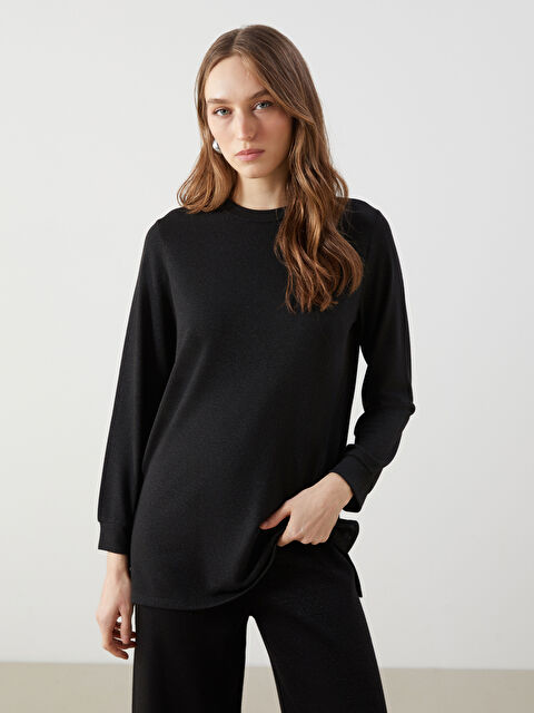 LCW Modest Bisiklet Yaka Parlak Görünümlü Kadın Tunik - S5LK47Z8-CVL