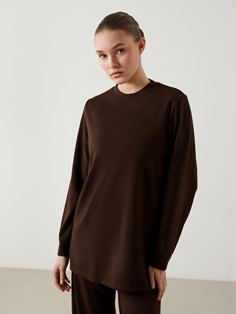 LCW Modest Bisiklet Yaka Parlak Görünümlü Kadın Tunik - S5LK47Z8-D2N