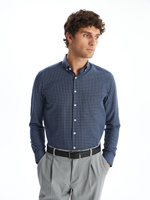 LCW BUSINESS Regular Fit Uzun Kollu Ekose Gabardin Erkek Gömlek - S5LK50Z8-LN5