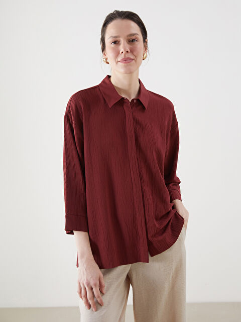 LCWAIKIKI Classic Loose Fit Dokulu Kadın Gömlek - S5LK97Z8-CZF