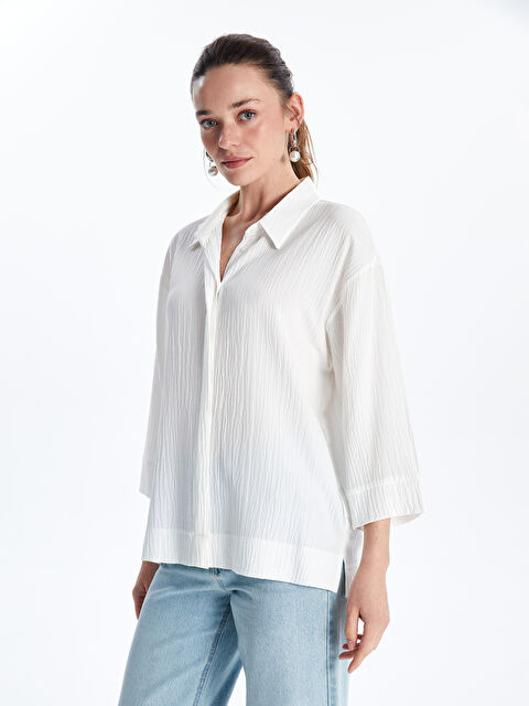 LCWAIKIKI Classic Loose Fit Dokulu Kadın Gömlek - S5LK97Z8-Q6K