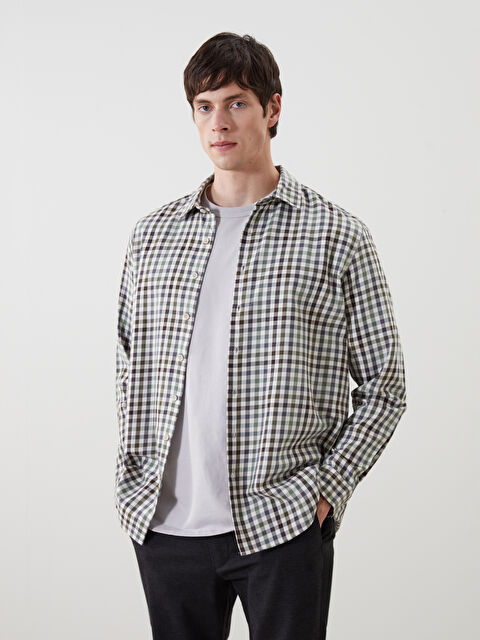 SOUTHBLUE Slim Fit Uzun Kollu Ekose Erkek Gömlek - S5LL10Z8-LNK