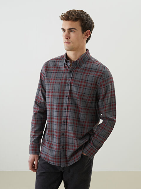 SOUTHBLUE Regular Fit Uzun Kollu Ekose Armürlü Erkek Gömlek - S5LL14Z8-LLH