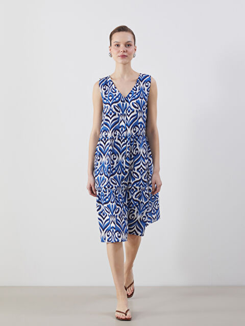 LCWAIKIKI Classic V Yaka Desenli Elbise - S5LL84Z8-LQQ