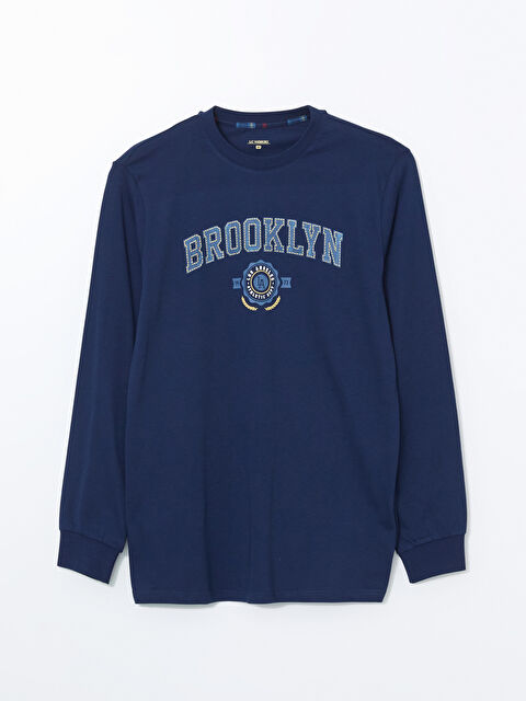 LC WAIKIKI Bisiklet Yaka Brooklyn Baskılı Erkek Pijama Üst - S5LM02Z8-YGH