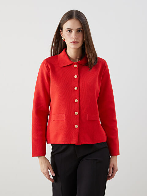 LCW Vision Polo Yaka Kadın Triko Hırka - S5LM57Z8-KYV