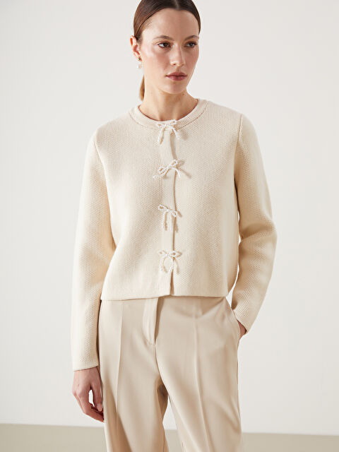 LCW Modest Bisiklet Yaka Kadın Triko Hırka - S5LM81Z8-FDJ