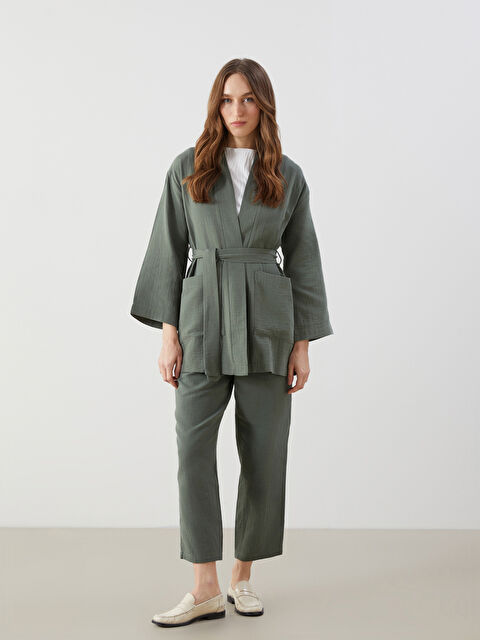 LCW Modest Beli Lastikli Düz Müslin Kadın Pantolon - S5LN03Z8-K6F