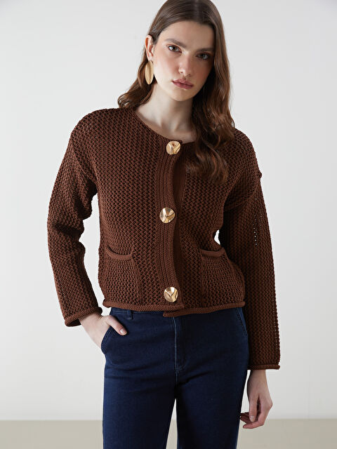 LCW Vision Bisiklet Yaka Ajurlu Kadın Triko Hırka - S5LN12Z8-HCQ