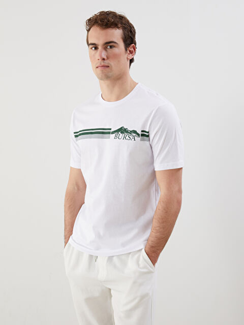 LCWAIKIKI Classic Bisiklet Yaka Bursa Baskılı Penye Erkek Tişört - S5LN19Z8-Q6K