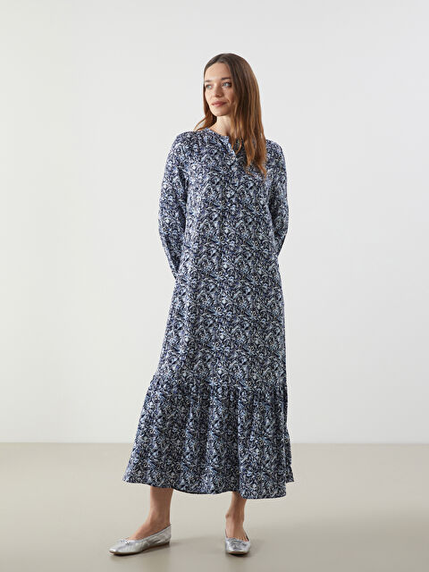 LCWAIKIKI Classic Hakim Yaka Çiçekli Belmando Elbise