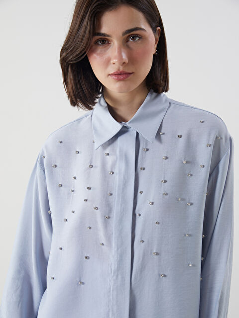 LCW Modest Taşlı Oversize Kadın Gömlek Tunik - S5LO27Z8-DG7