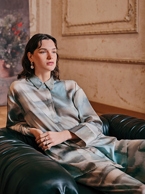 LCW Modest Desenli Saten Kadın Gömlek Tunik - S5LO28Z8-F9C