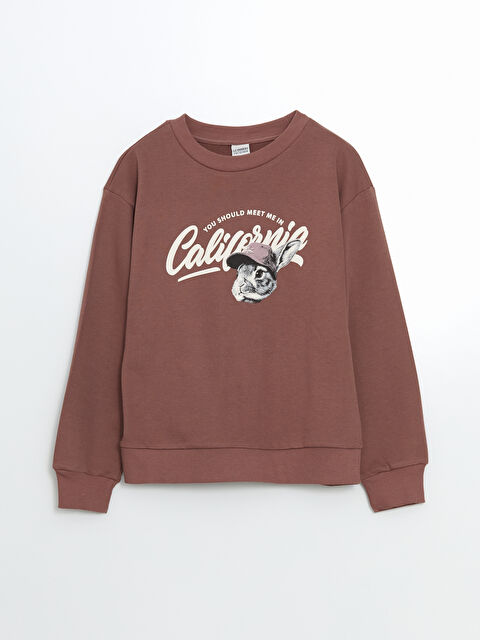 LCW Kids Bisiklet Yaka California Baskılı Kız Çocuk Sweatshirt - S5LP24Z4-H31