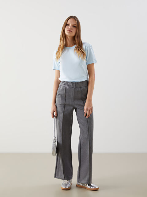 LCW Modest Beli Lastikli Çizgili Kadın Pantolon - S5LP42Z8-LFY