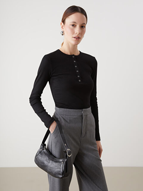 LCWAIKIKI Classic Bisiklet Yaka Dokulu Kadın Body - S5LP49Z8-CVL