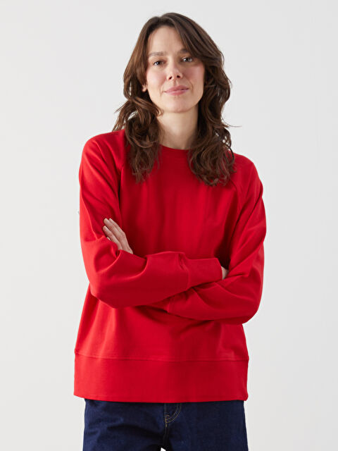 LCWAIKIKI Classic Bisiklet Yaka Oversize Kadın Sweatshirt - S5LP71Z8-HPM